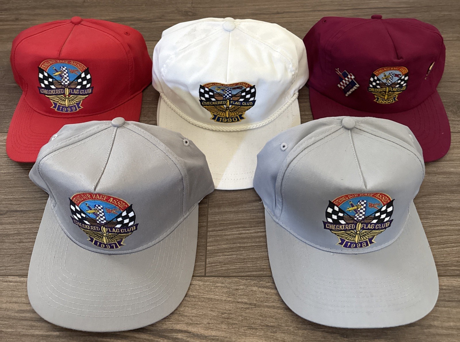 Rare Vtg Reno Air Race Assoc. Checkered Flag Club Hat Lot90 97 98 99 00 2 Pins Rare Vtg Reno Air Race Assoc. Checkered Flag Club Hat Lot90 97 98 99 00 2 Pins