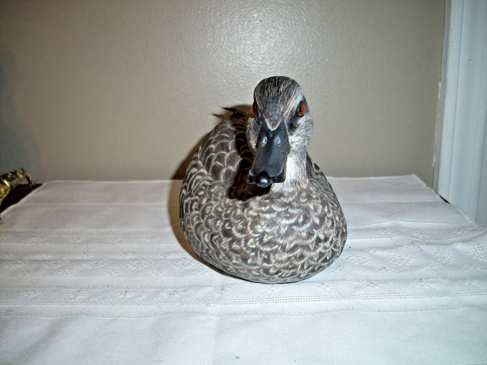 vintage hand painted hand carved wood duck Carved By John Harrell, Angolia La vintage hand painted hand carved wood duck Carved By John Harrell, Angolia La