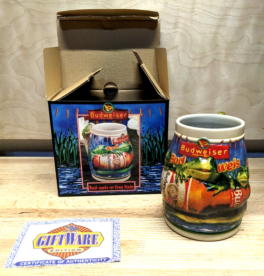 Anheuser Busch 1996 Budweiser Frog Stein NIB With COA Vintage Collectible