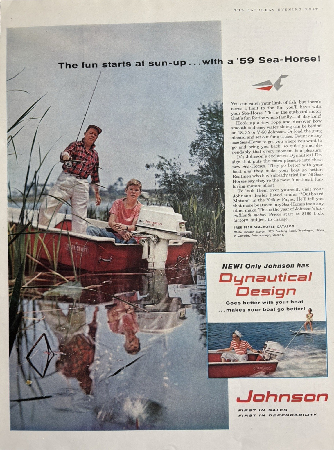 1959 Johnson Sea Horse Outboard Boat Motor Waukegan IL Dynautical VTG Print Ad 1959 Johnson Sea Horse Outboard Boat Motor Waukegan IL Dynautical VTG Print Ad