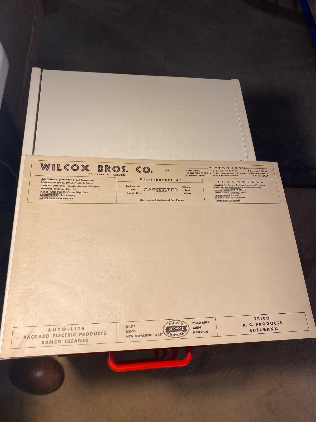 Vtg 1940\'s Desk Pad Wilcox Bros Co. Pittsburgh Pa Packard Delco Remy Autolite Vtg 1940\'s Desk Pad Wilcox Bros Co. Pittsburgh Pa Packard Delco Remy Autolite