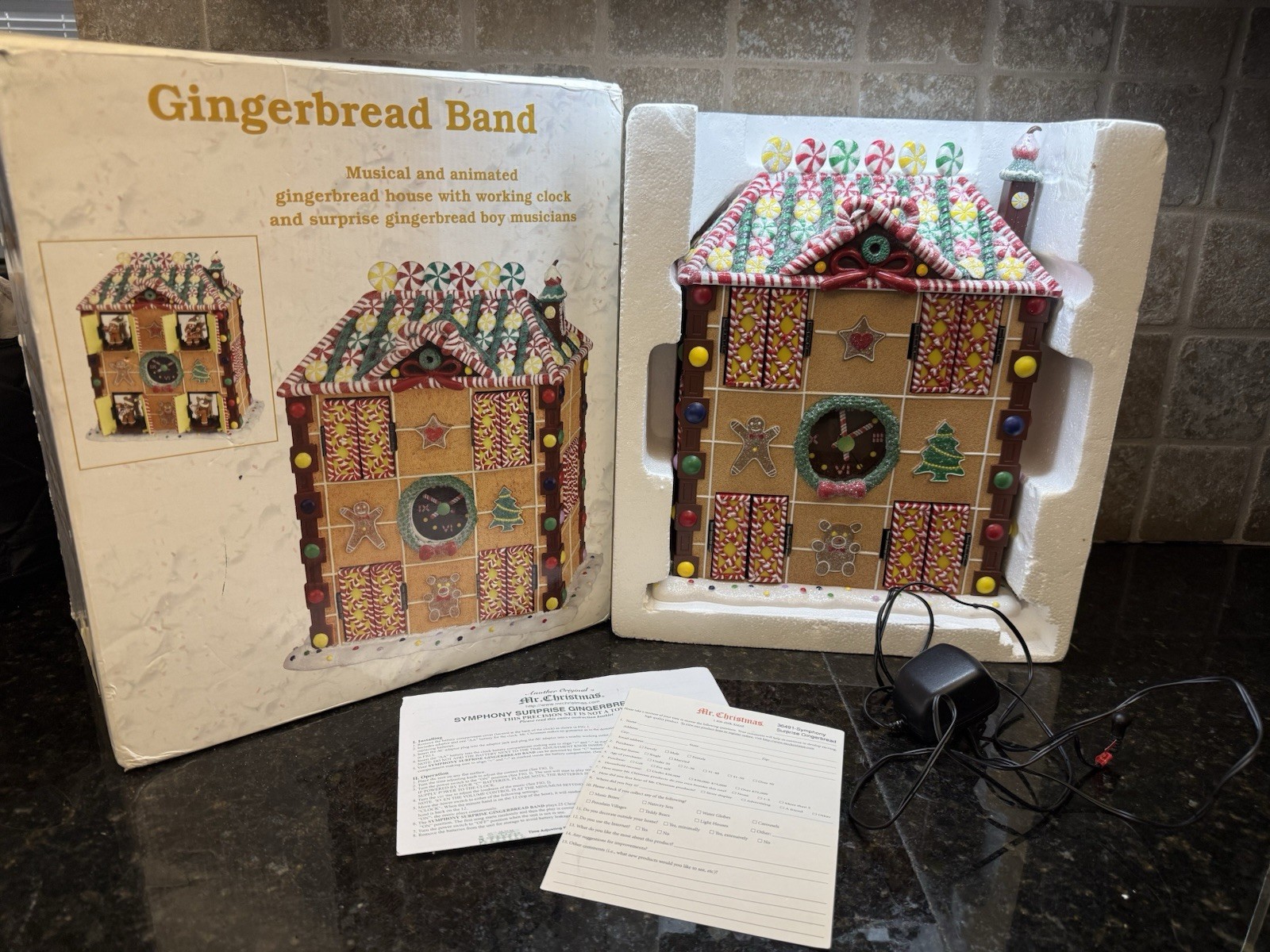 VTG Mr. Christmas Gingerbread Band Candy House Clock Cuckoo Style Music With Box VTG Mr. Christmas Gingerbread Band Candy House Clock Cuckoo Style Music With Box
