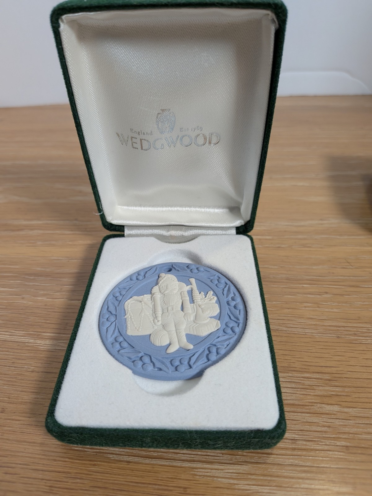 Wedgwood Blue Jasperware Christmas Ornament Nutcracker Medallion In Box Wedgwood Blue Jasperware Christmas Ornament Nutcracker Medallion In Box