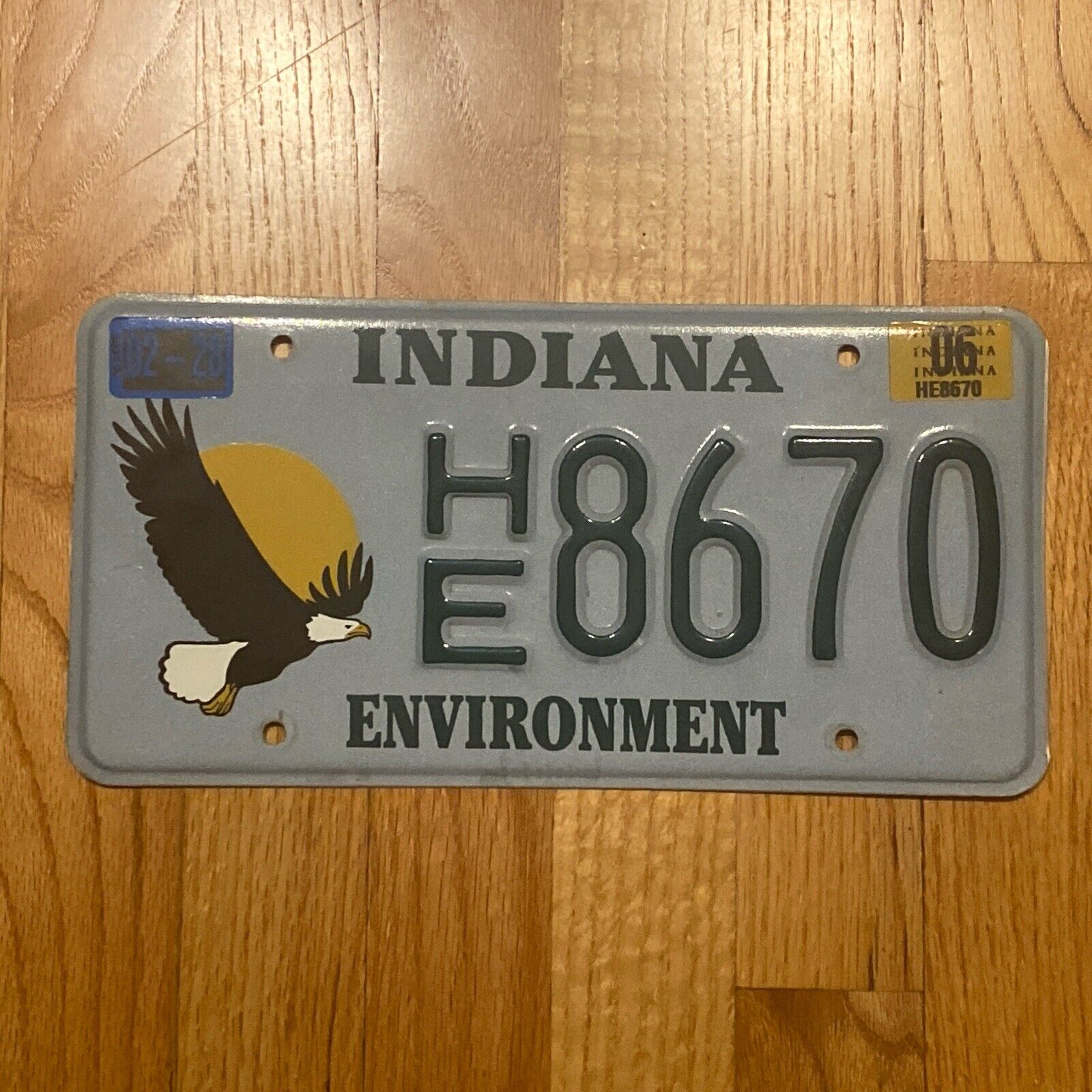 2006 Indiana License Plate Tag Environment Eagle Specialty bird Embossed