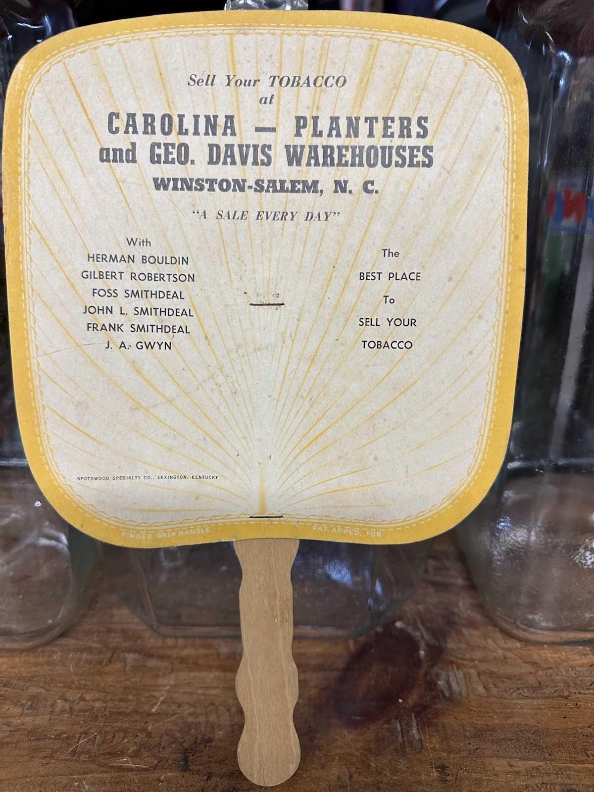 VINTAGE CAROLINA- PLANTERS & GEO DAVIS TOBACCO WAREHOUSE FAN WINSTON SALEM NC VINTAGE CAROLINA- PLANTERS & GEO DAVIS TOBACCO WAREHOUSE FAN WINSTON SALEM NC