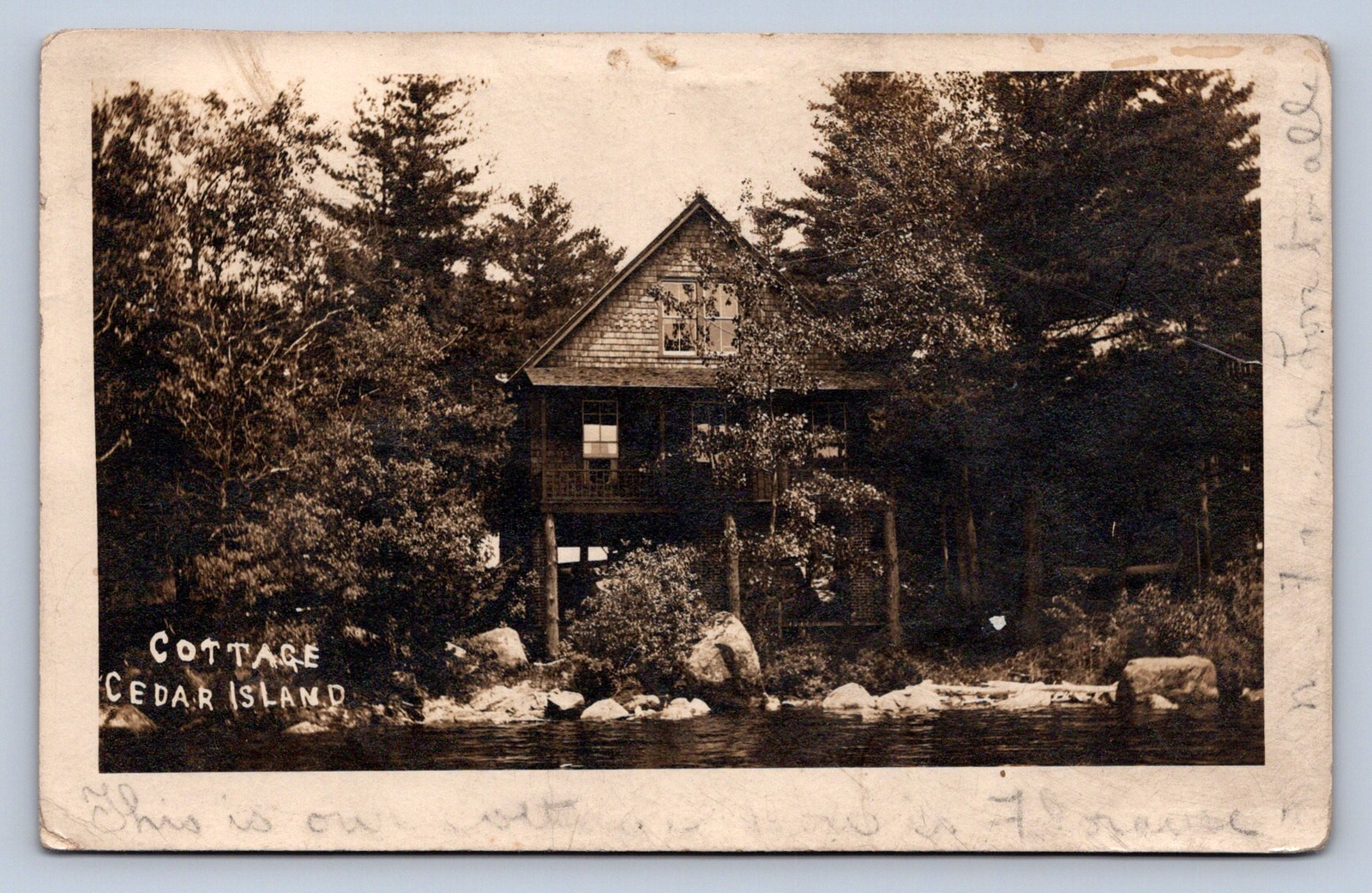 PC1/ Fourth Lake NY RPPC Postcard c1910 Adirondacks Cottage Cedar Island 553 PC1/ Fourth Lake NY RPPC Postcard c1910 Adirondacks Cottage Cedar Island 553