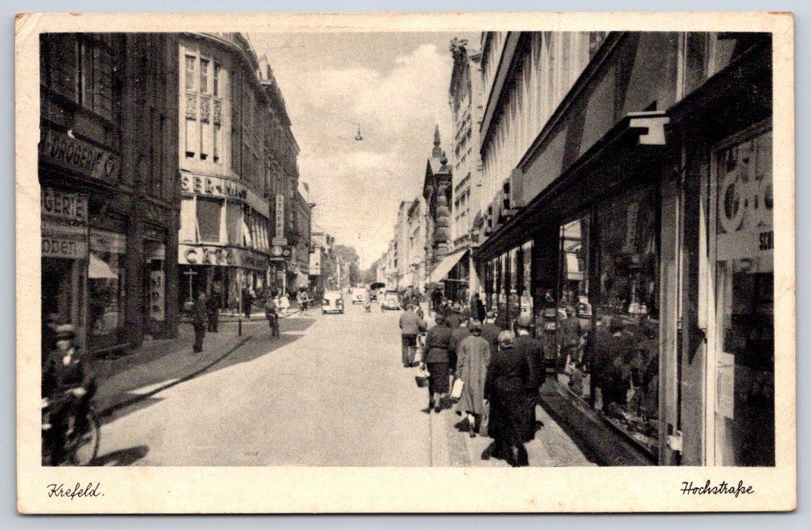 Antique Germany Postcard KREFELD Hochstrasse Street View 1942 RPPC