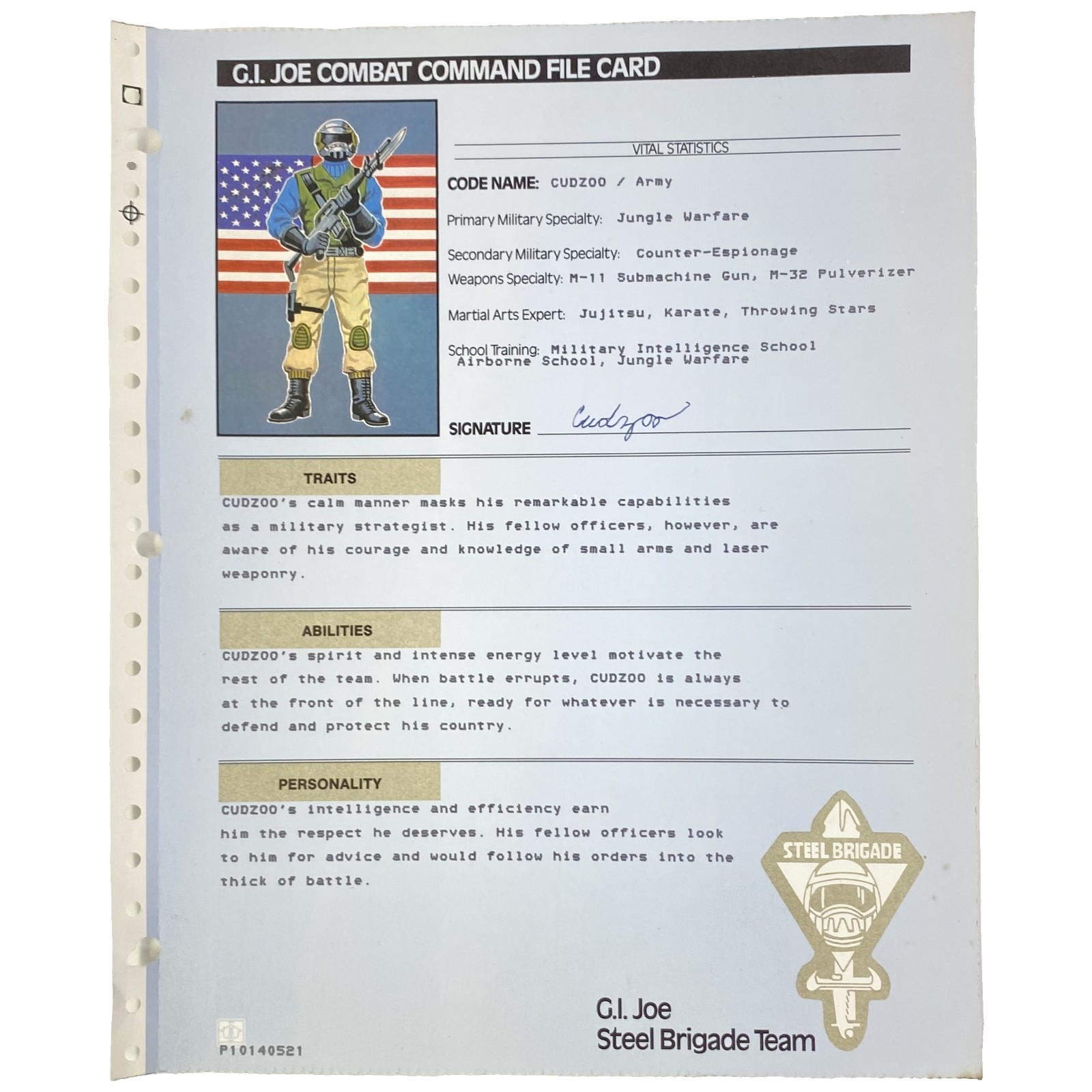 Vintage GI Joe Steel Brigade Combat Command File Card Full 1987 Mail Away Vintage GI Joe Steel Brigade Combat Command File Card Full 1987 Mail Away