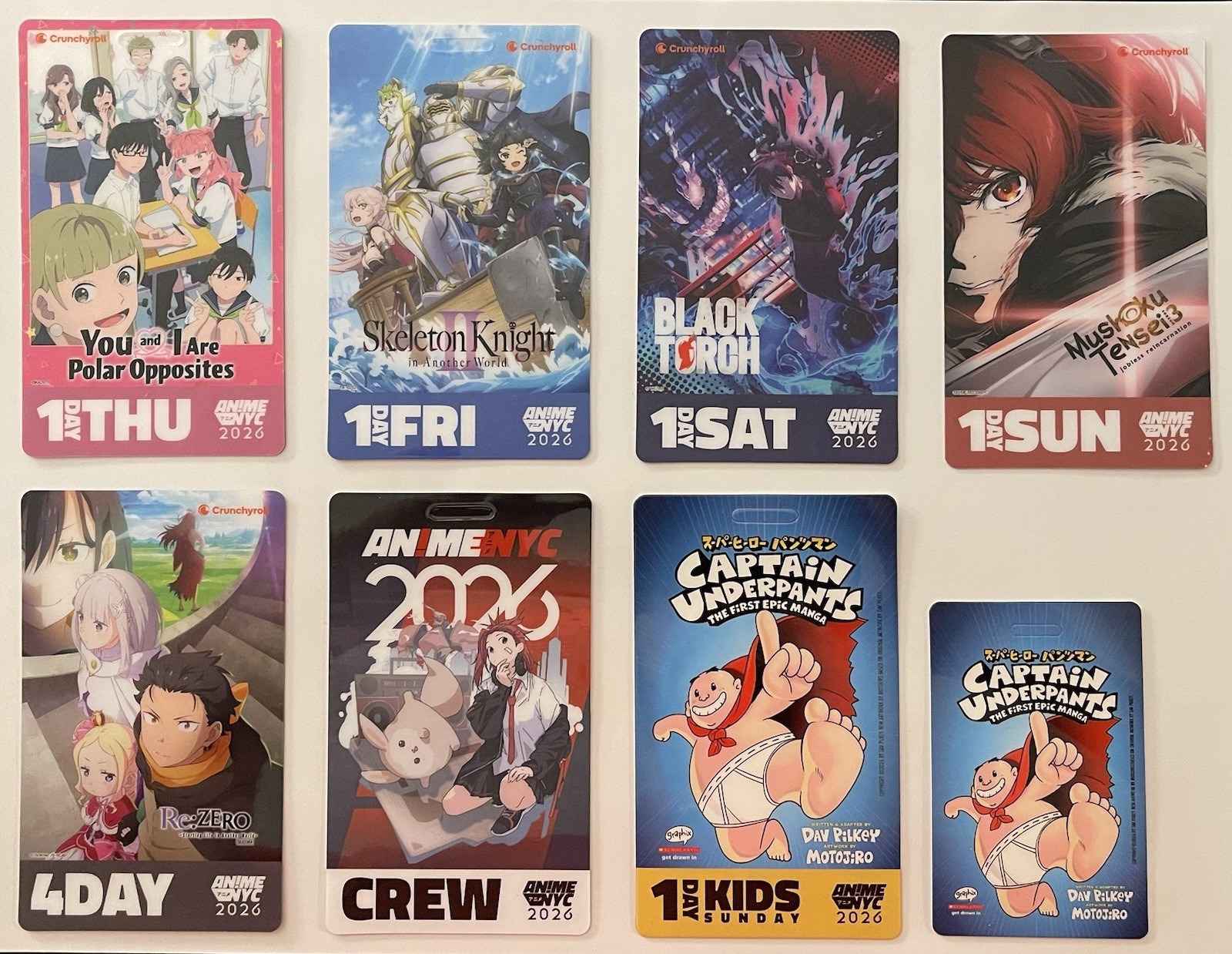 ANIME NYC 2026 9TH YEAR~LOT OF 8-BADGES *SUPER RARE* BRAND NEW