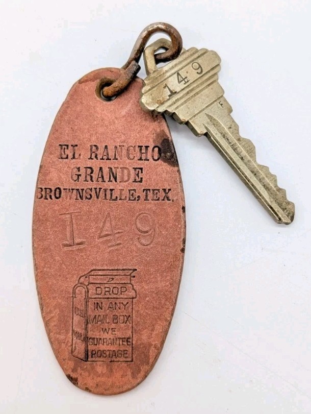 Vintage Hotel Key El Rancho Grande Brownsville Texas TX RGV Skeleton Key & Fob Vintage Hotel Key El Rancho Grande Brownsville Texas TX RGV Skeleton Key & Fob