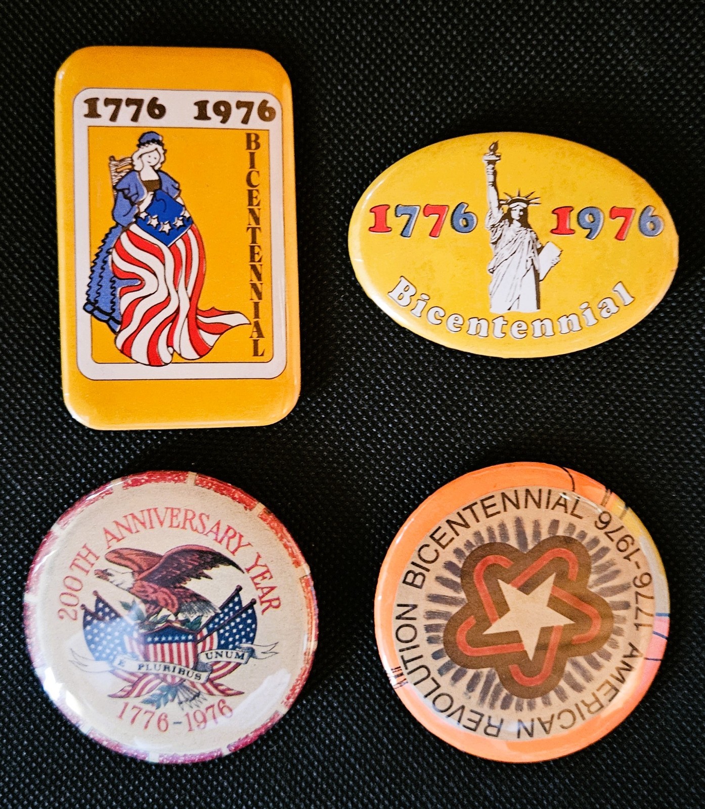 4 Vintage 1976 American Bicentennial Pinback Button Lot 1776 Eagle Liberty 4 Vintage 1976 American Bicentennial Pinback Button Lot 1776 Eagle Liberty