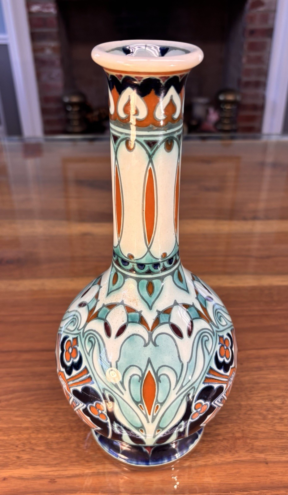 Dutch Rozenburg, Den Haag, Art Nouveau Porcelain Vase, Windmills, 11” REPAIRED