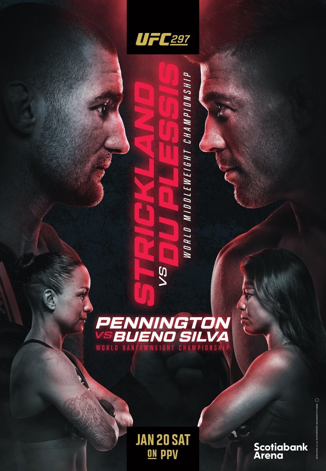 UFC 297 Fight Poster 11x17 Inches - Sean Strickland vs Dricus Du Plessis - NEW