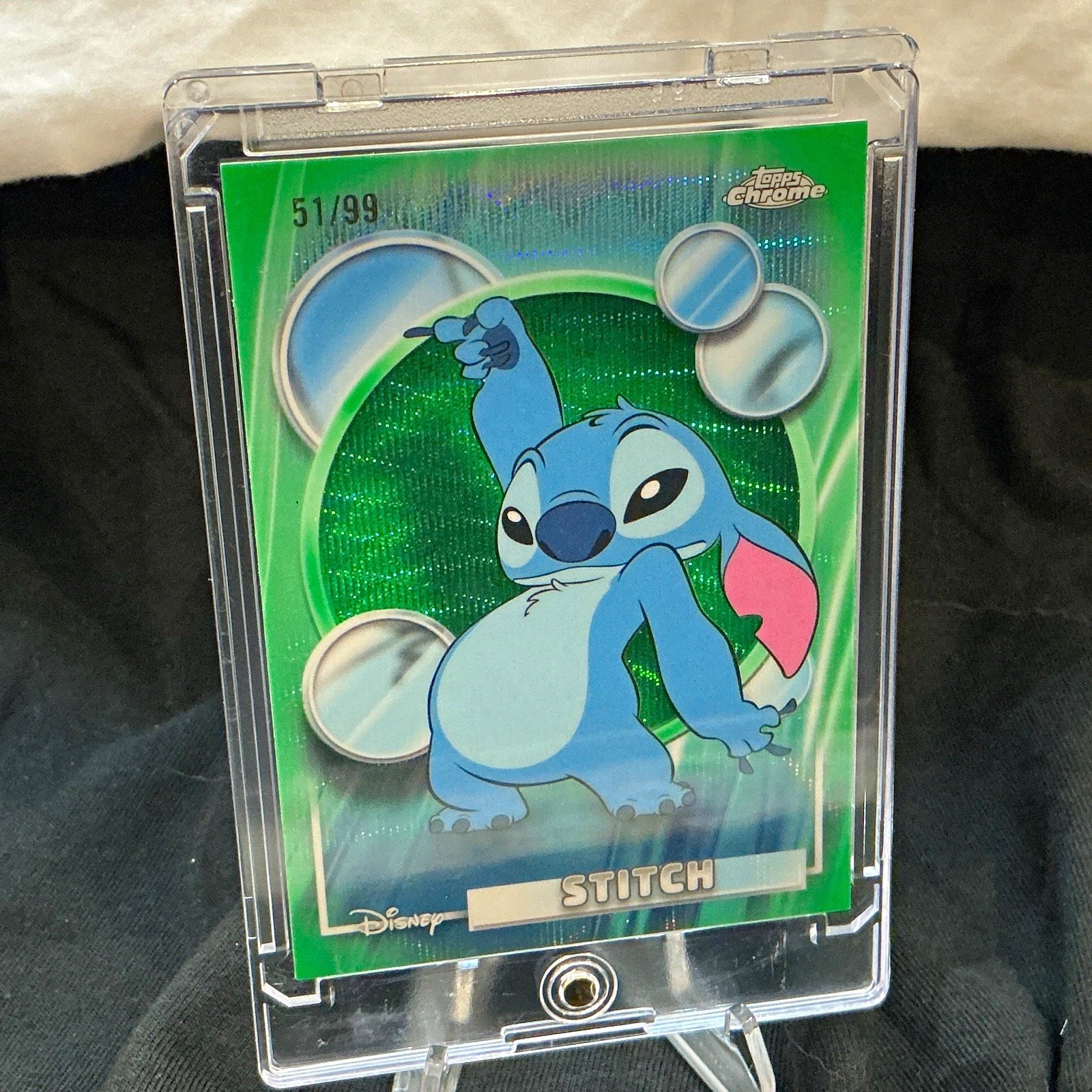 2026 Topps Chrome Disney Stitch #150 Green Refractor 51/99 2026 Topps Chrome Disney Stitch #150 Green Refractor 51/99