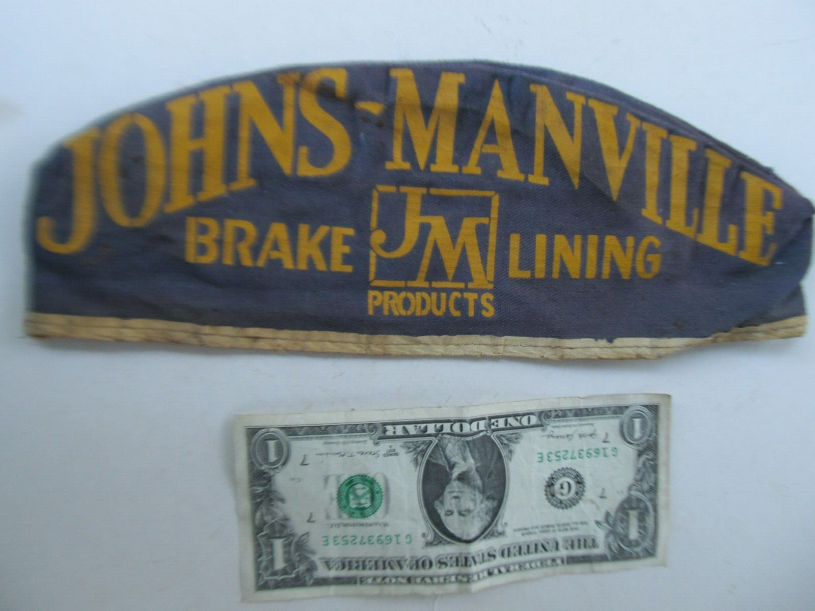 Scarce c1930 Vintage Mechanic's Hat, Johns-Manville Brakes, PALMER, Syracuse, NY Scarce c1930 Vintage Mechanic's Hat, Johns-Manville Brakes, PALMER, Syracuse, NY