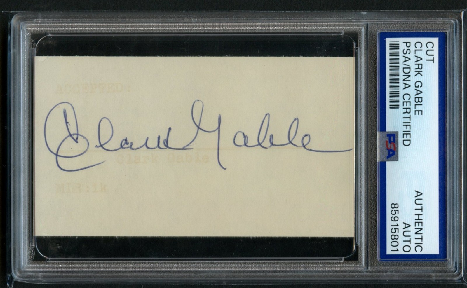 Clark Gable d1960 signed autograph 2x3.5 cut Actor Gone With the Wind PSA Slab