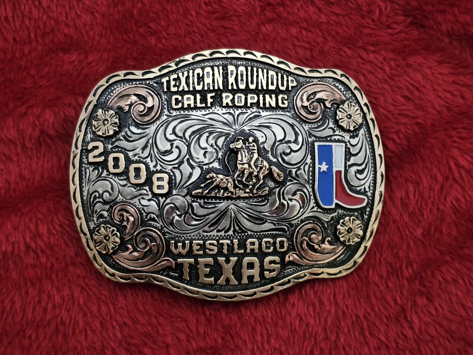 Rodeo CALF ROPING Texican Champion☆2008☆X~TREME☆TROPHY BUCKLE☆Weslaco Texas☆95