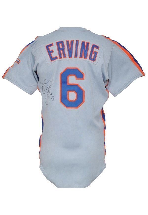 1986 Dr. J Julius Erving Signed Game Used New York Mets Jersey PSA DNA COA 