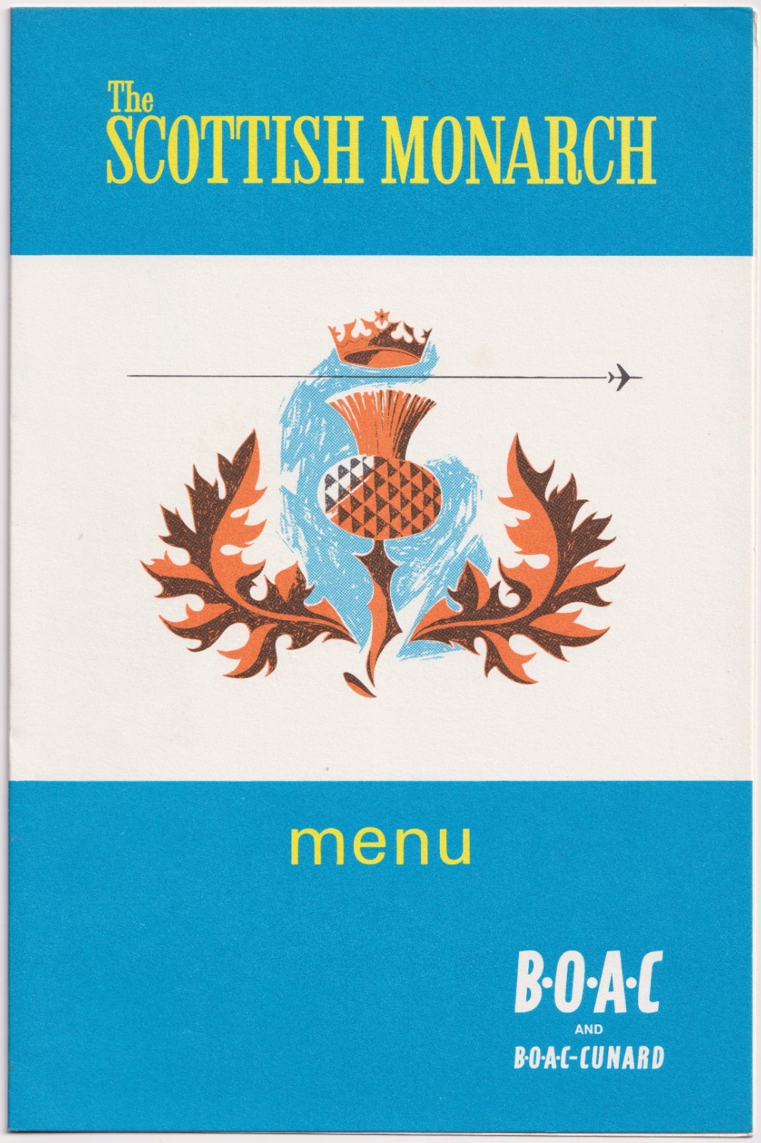 BOAC Scottish Monarch Menus Pair 1960s Airline Prestwick Cunard Atlantic BOAC Scottish Monarch Menus Pair 1960s Airline Prestwick Cunard Atlantic