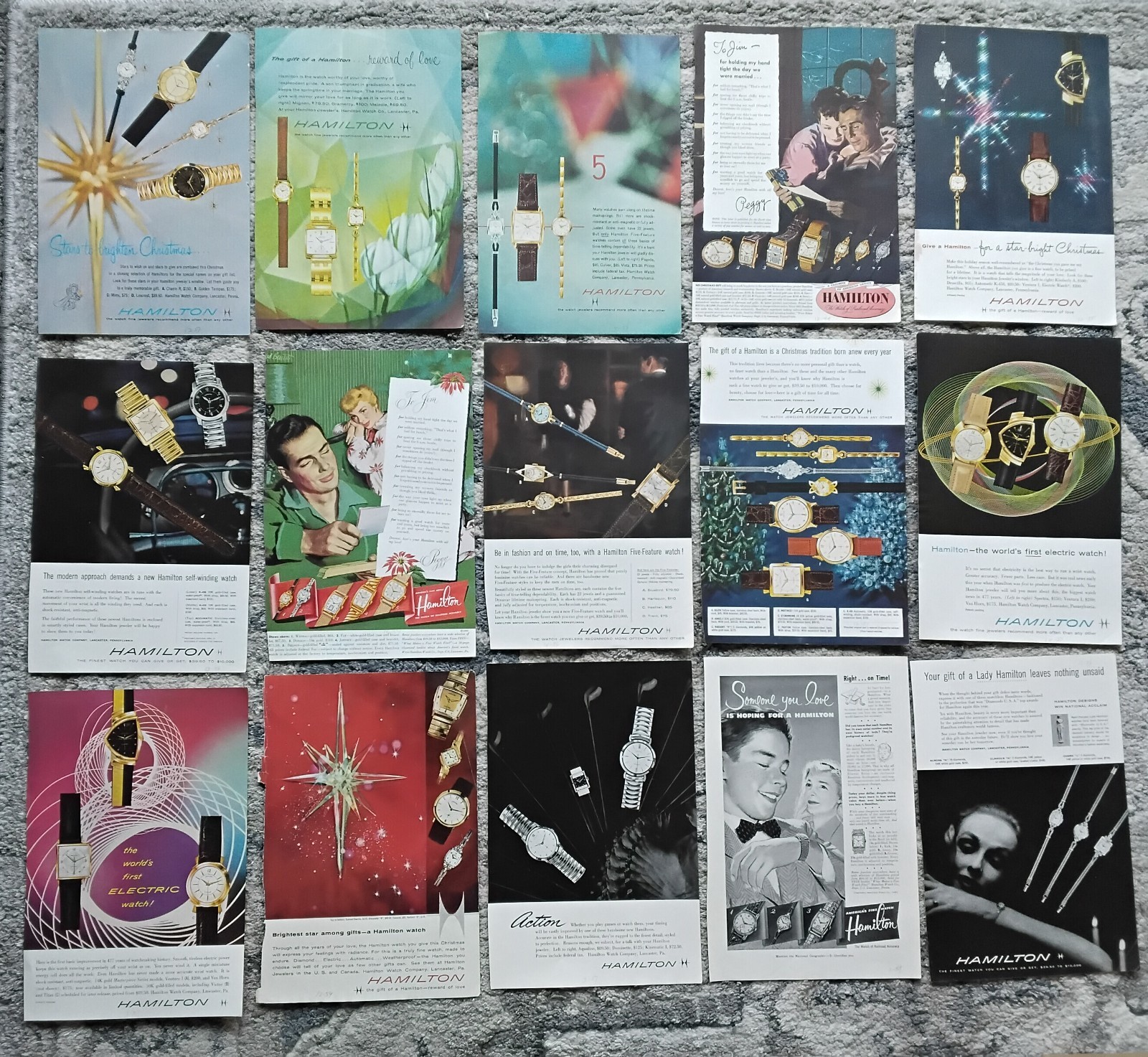 Huge Lot of 125+  Vintage Hamilton Watch Print Ads All Different 1920\'s - 1950\'s