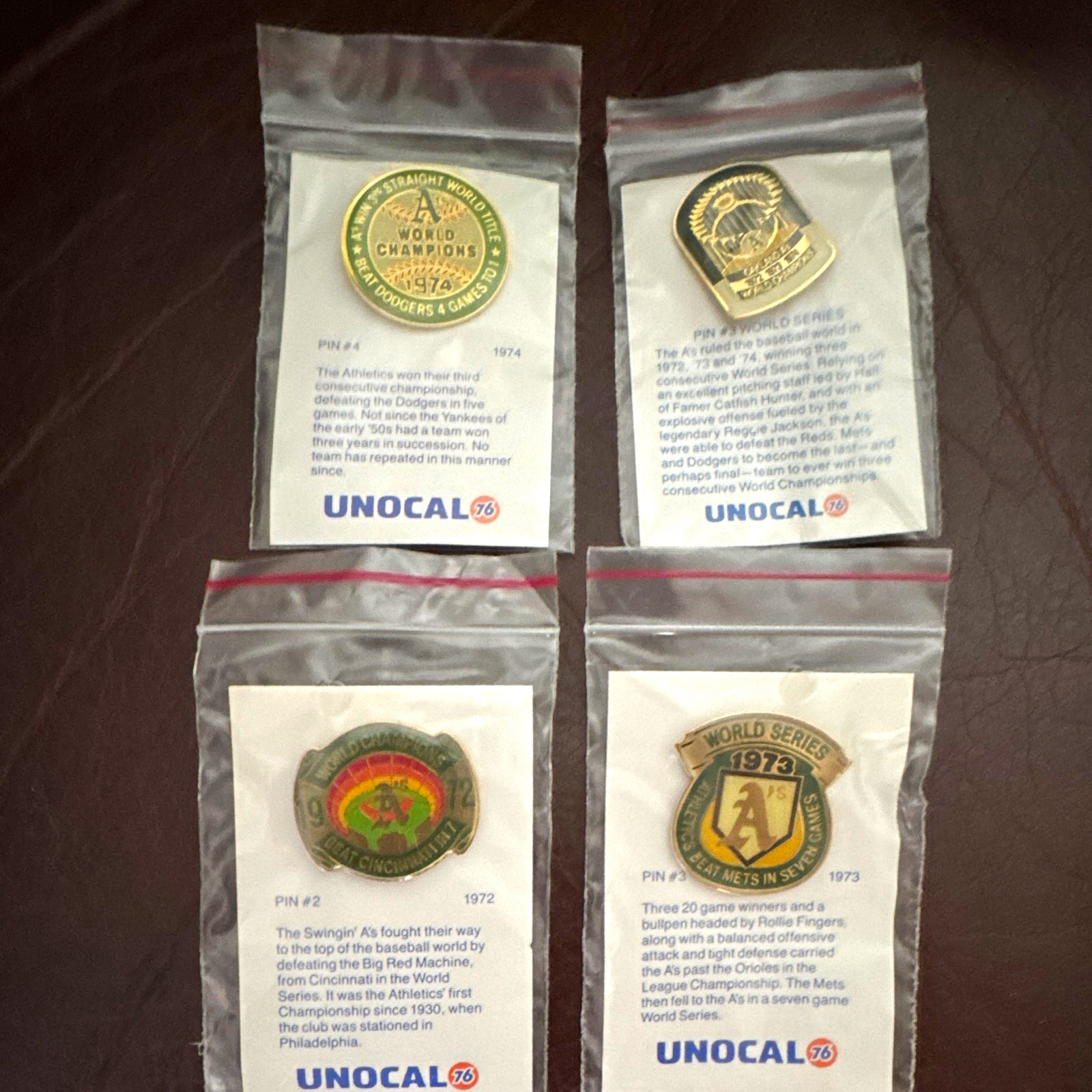 MLB Oakland A's World Series Champions Enamel Pin Set SGA 1972-1974 #2-5 MLB Oakland A's World Series Champions Enamel Pin Set SGA 1972-1974 #2-5