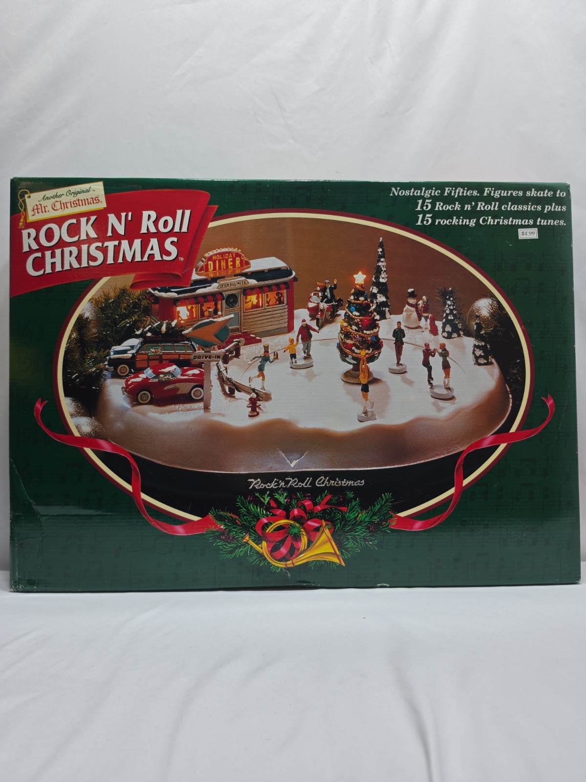 Vintage 1997 Mr. Christmas Rock N Roll Animated Musical Diner Skating Pond W/Box Vintage 1997 Mr. Christmas Rock N Roll Animated Musical Diner Skating Pond W/Box