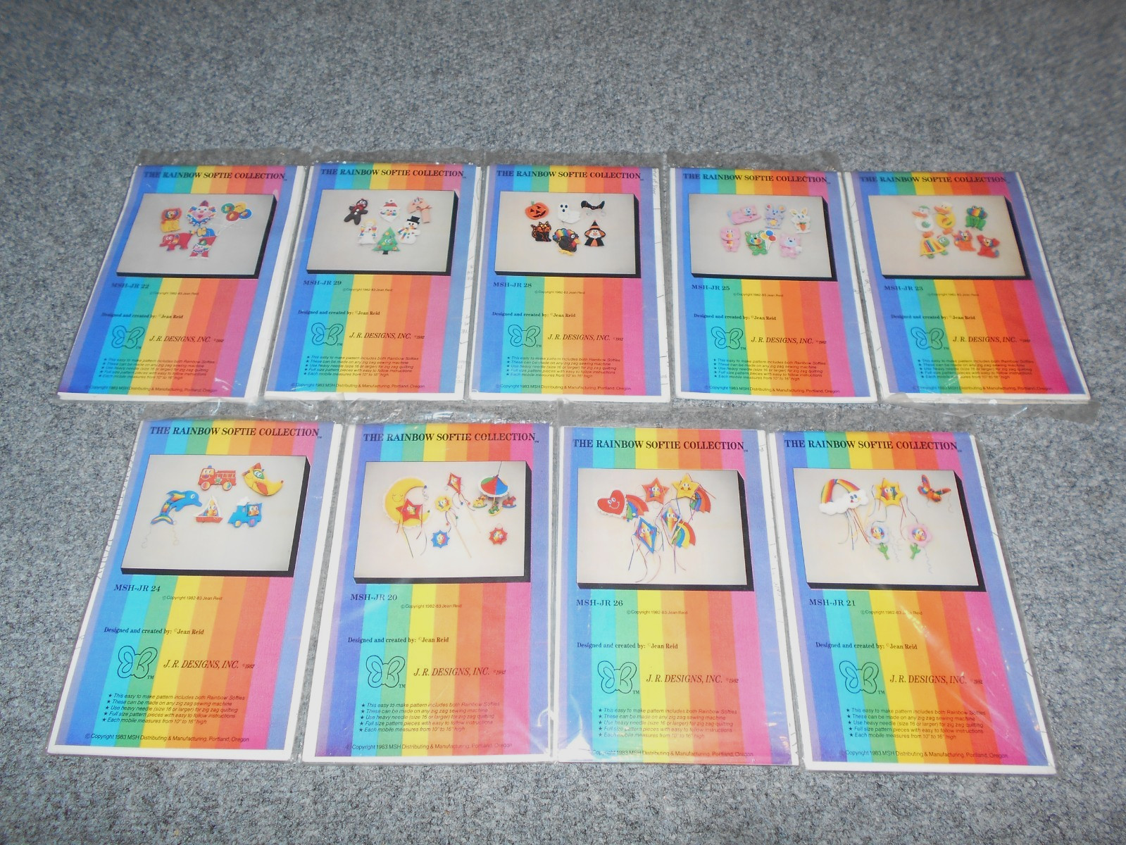 9 VTG 1982 RAINBOW SOFTIE COLLECTION JR DESIGNS MOBILES PATTERNS LOT 9 VTG 1982 RAINBOW SOFTIE COLLECTION JR DESIGNS MOBILES PATTERNS LOT