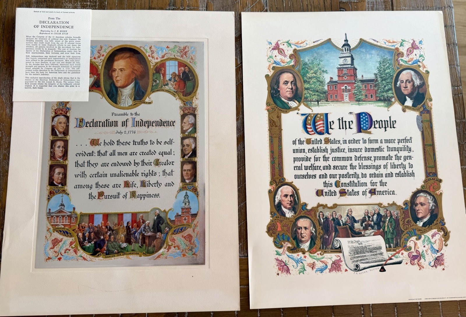 Vintage J.R. Rosen Declaration of Independence & Constitution 11.5 Vintage J.R. Rosen Declaration of Independence & Constitution 11.5