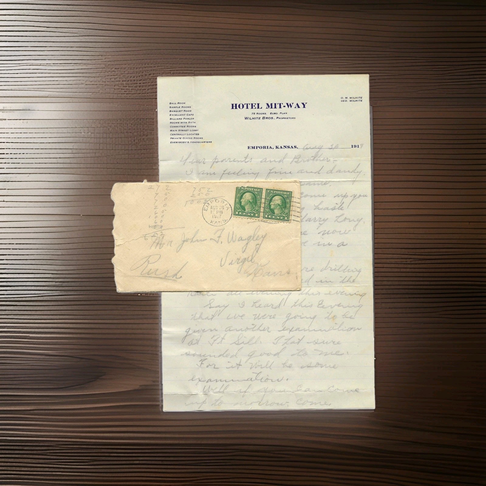π¦ ORIGINAL 1917 HOTEL MIT-WAY EMPORIA KANSAS LETTER & MATCHING POSTMARKED... π¦ ORIGINAL 1917 HOTEL MIT-WAY EMPORIA KANSAS LETTER & MATCHING POSTMARKED...