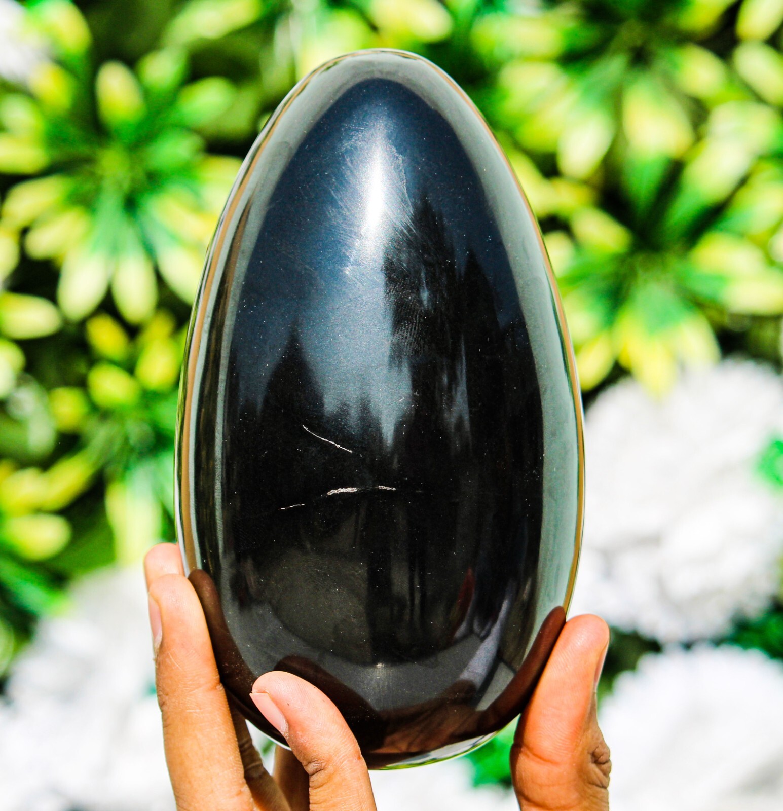 Huge 150MM Natural Black Tourmaline  Stone Crystal Healing Energy Chakra Egg