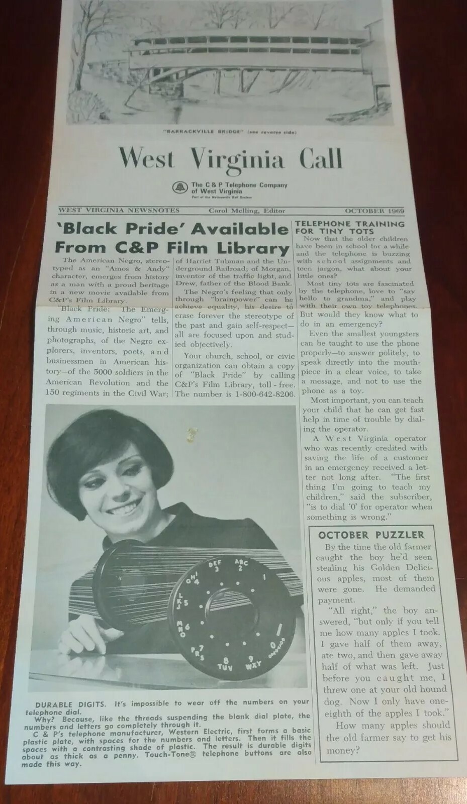 Vtg Oct 1969 West Virginia Call C & P Telephone Co Bell Newsnotes Black Pride Vtg Oct 1969 West Virginia Call C & P Telephone Co Bell Newsnotes Black Pride