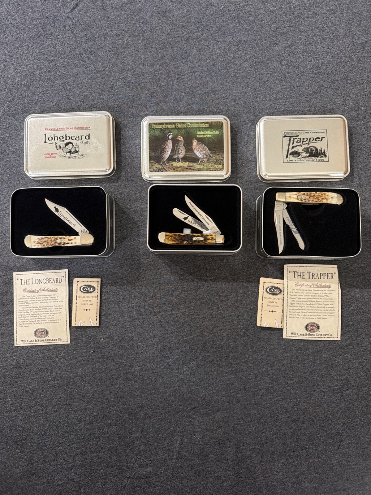 W.R.Case & Sons Cutlery Knife lot (Game Bird 4 of 5, the trapper, the longbeard) W.R.Case & Sons Cutlery Knife lot (Game Bird 4 of 5, the trapper, the longbeard)