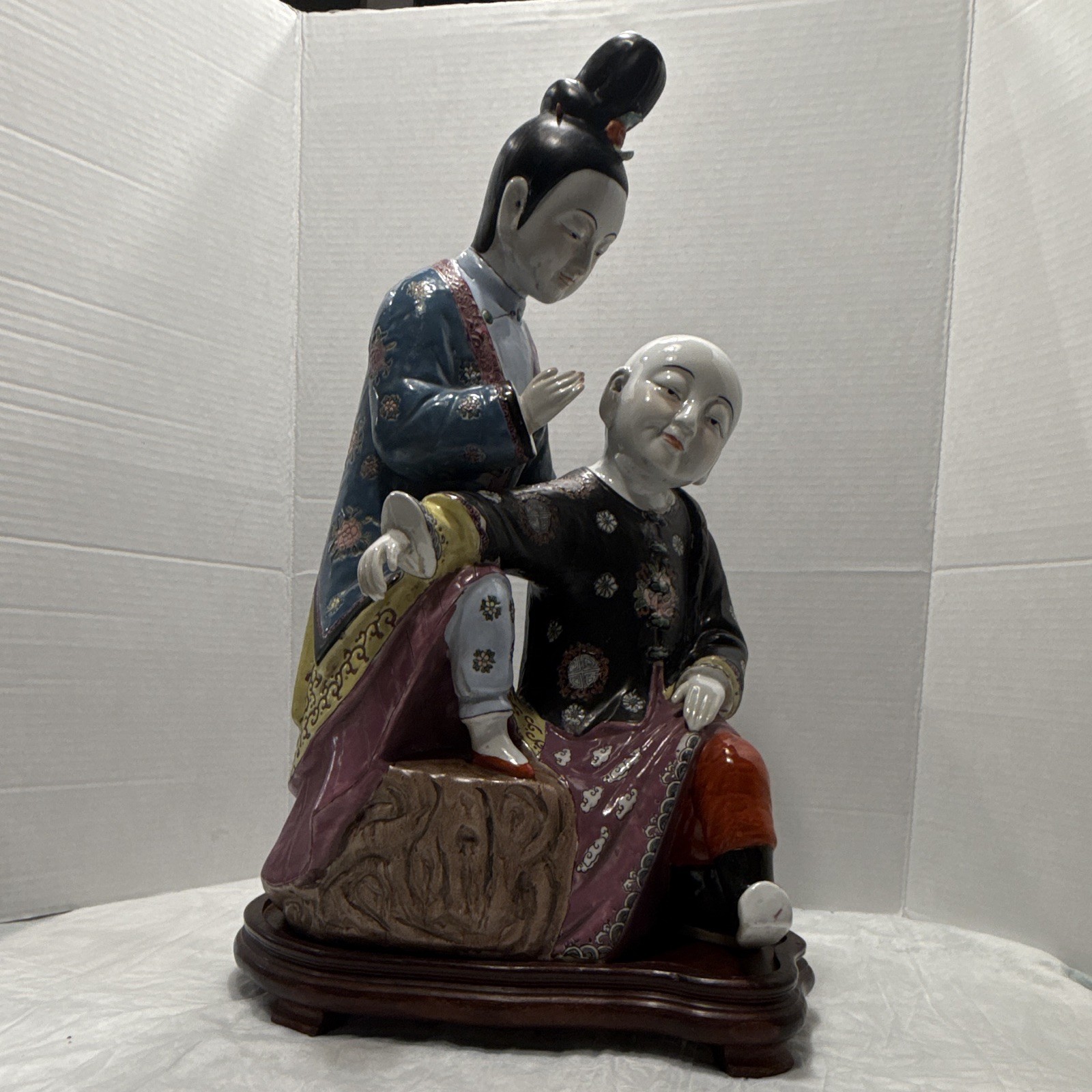 Vintage Mid-Century Chinese Scholar Couple/Deity Figurine 18.5” Tall Vintage Mid-Century Chinese Scholar Couple/Deity Figurine 18.5” Tall