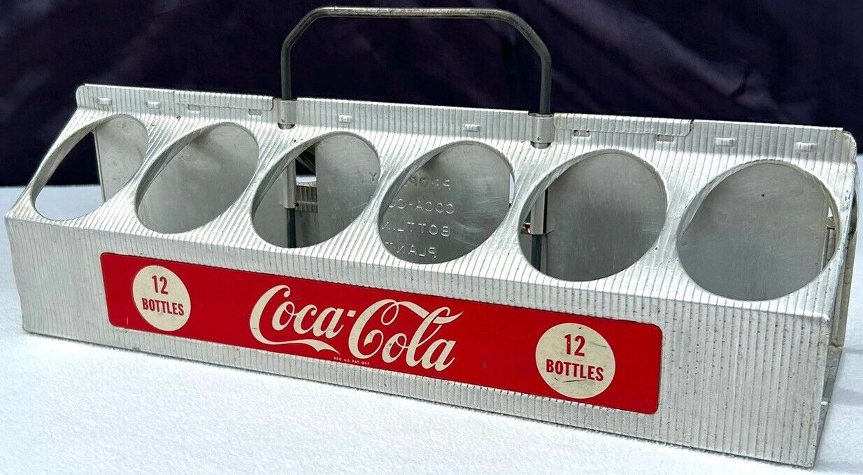 1950s Coca Cola Metal 12 Pack Bottle Carrier Coke Caddy Aluminum Holder - NICE