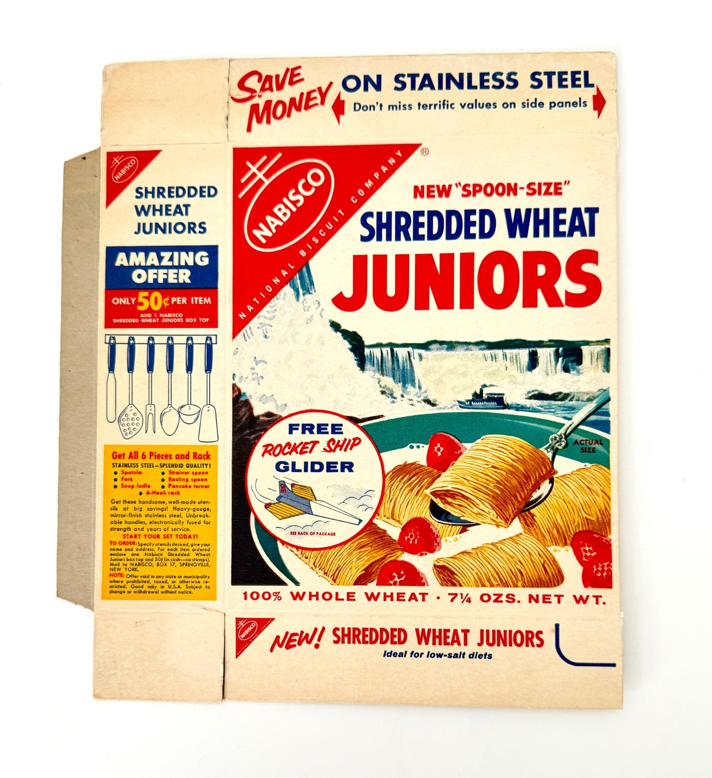 Vintage 1950s Nabisco Shredded Wheat Juniors Cereal Box Rocket Ship Glider Vintage 1950s Nabisco Shredded Wheat Juniors Cereal Box Rocket Ship Glider