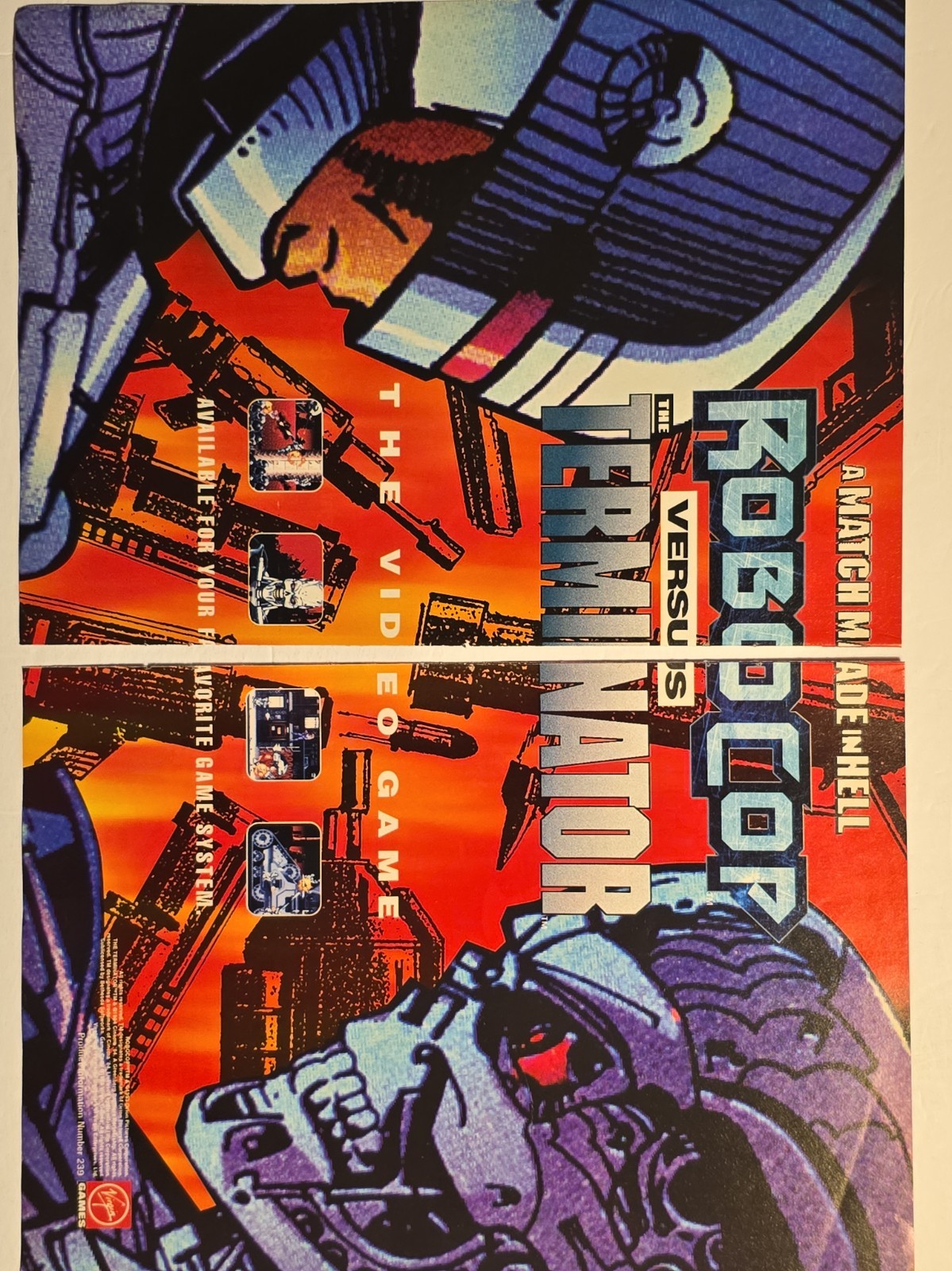Rare Vintage RoboCop & Terminator Gaming Print Ads Lot Sega SNES Crossover