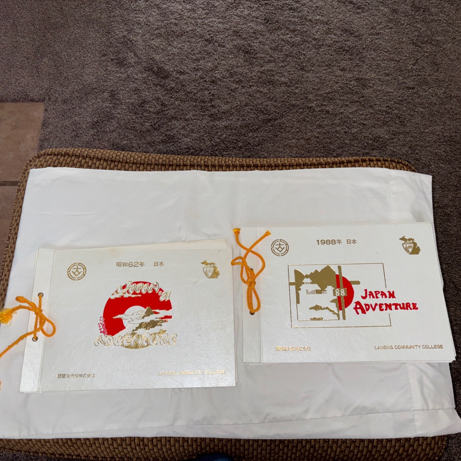 2 “Japan Adventure” Books Lansing Community College 1987 & 1988,Tie Bound White 2 “Japan Adventure” Books Lansing Community College 1987 & 1988,Tie Bound White