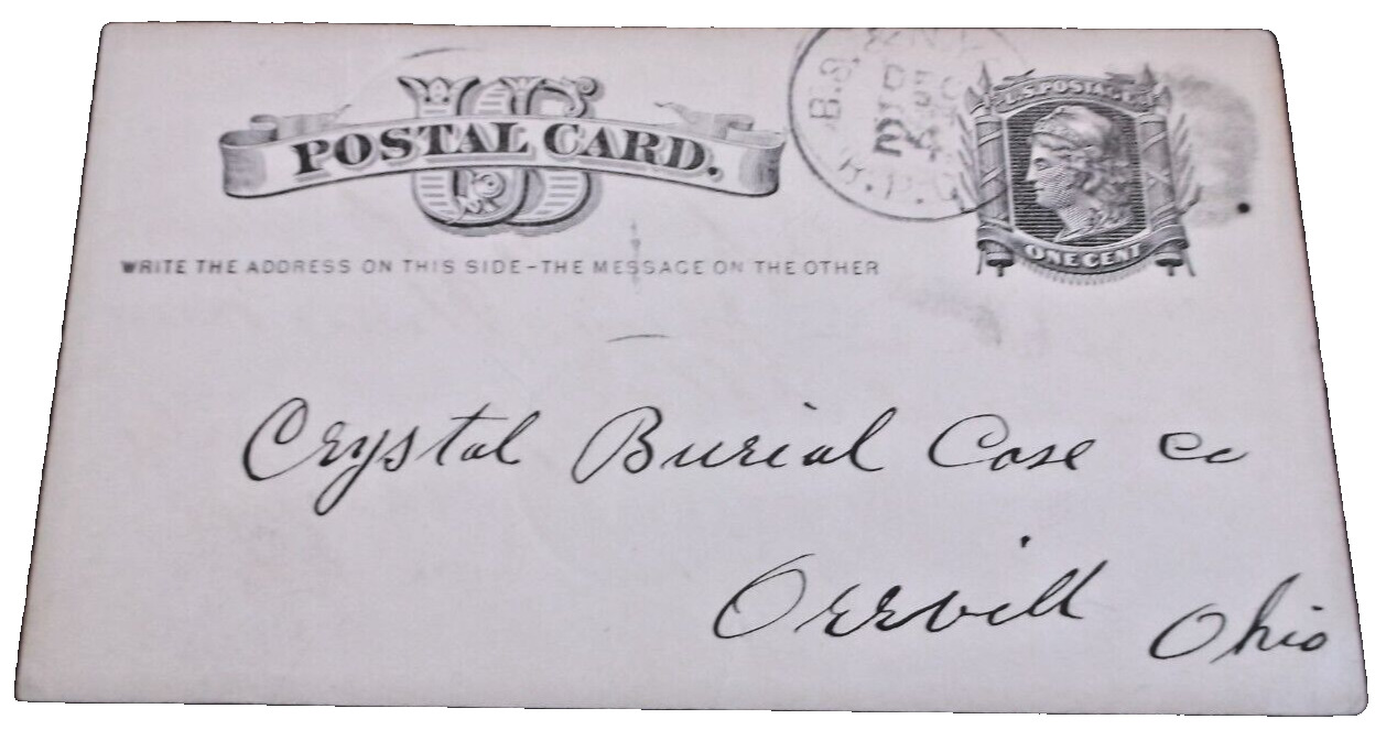 1882 NEW HAVEN RAILROAD BOSTON SPRINGFIELD & NEW YORK RPO HANDLED POSTAL CARD
