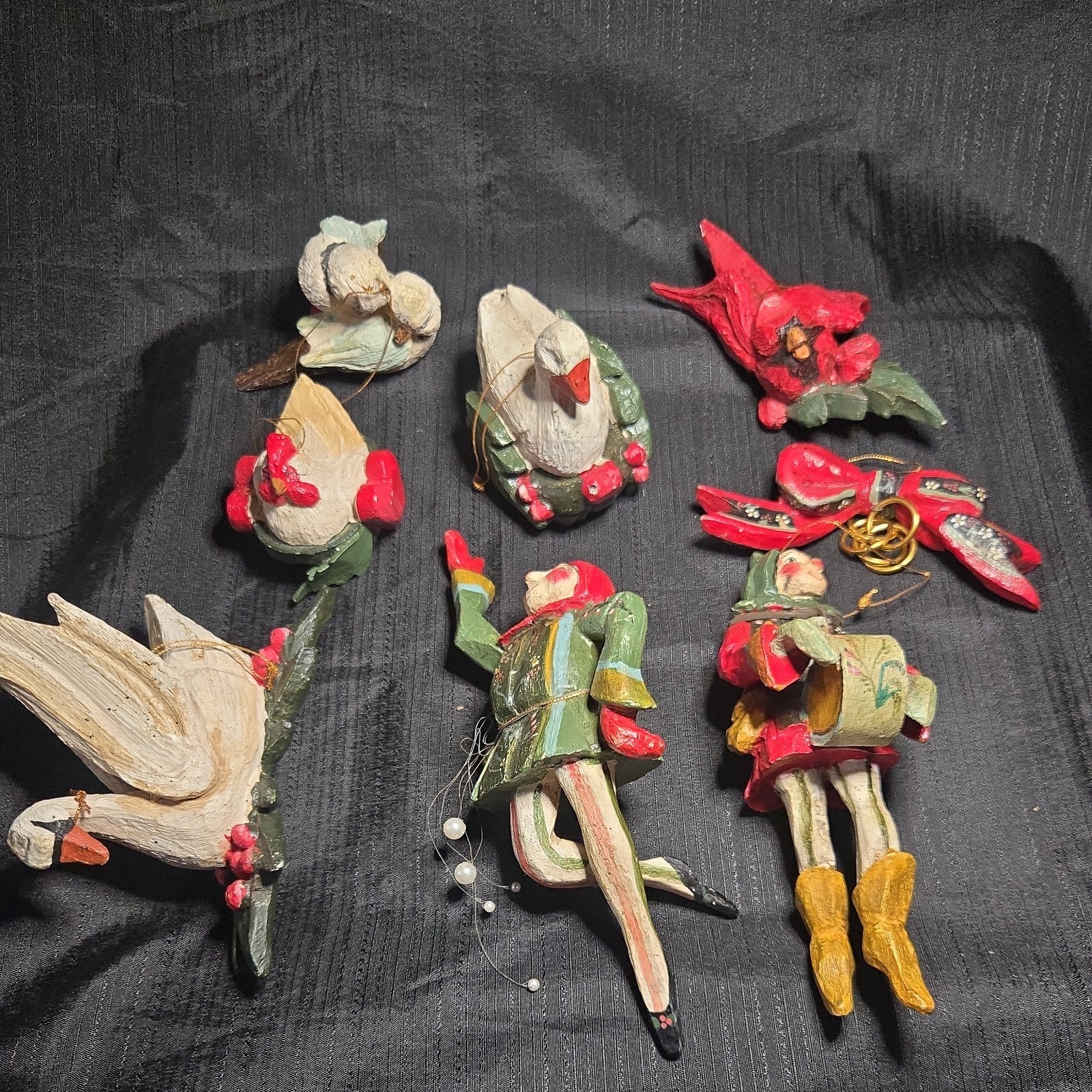 Vtg 1989 House of Hatten 12 Days of Christmas Ornaments Denise Calla Set of 8 Vtg 1989 House of Hatten 12 Days of Christmas Ornaments Denise Calla Set of 8