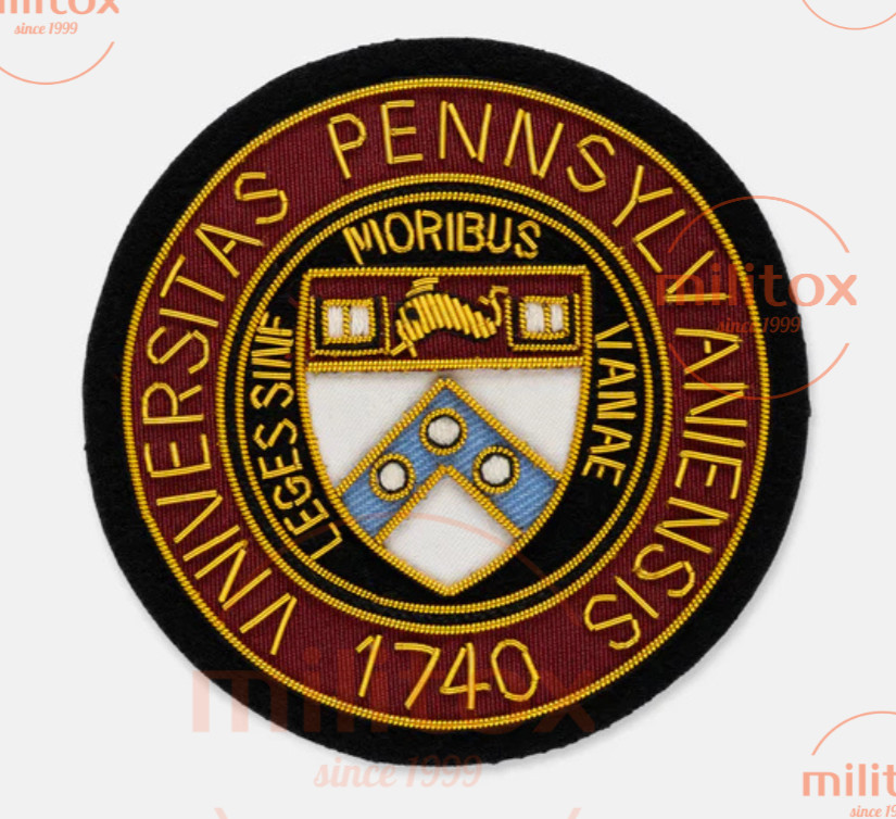 University of Pennsylvania Hand Embroidered Bullion Wire Blazer Badge, Sew on