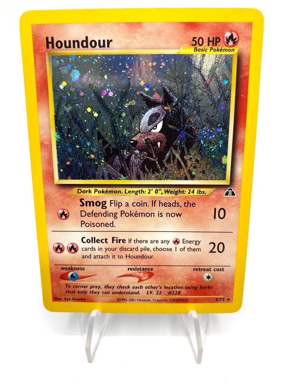 Pokemon Card Houndour 5/75 Set Neo Discovery Holo Vintage Near Mint ENG Pokemon Card Houndour 5/75 Set Neo Discovery Holo Vintage Near Mint ENG