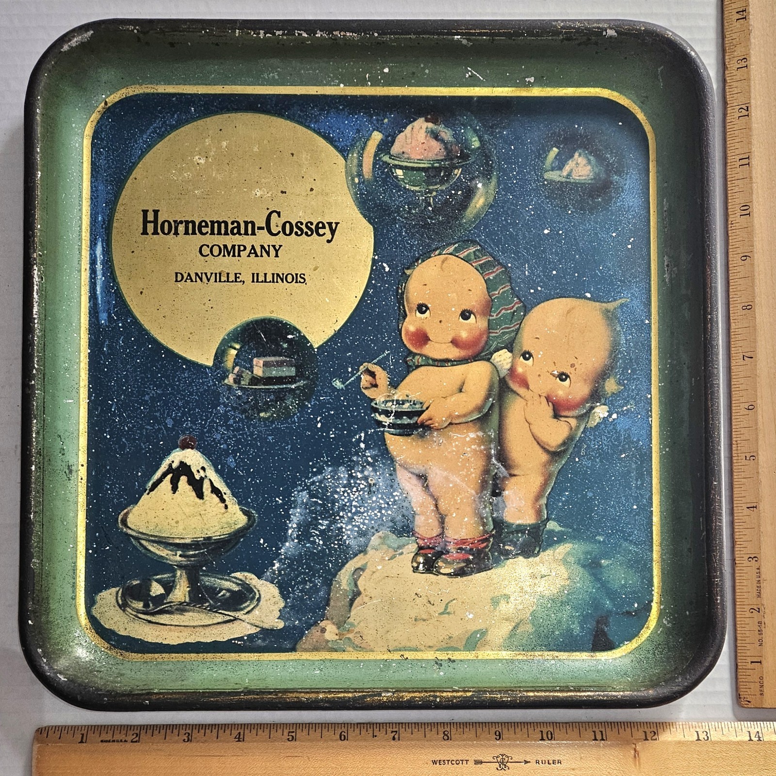 RARE 1930s Horneman-Cossey Co DANVILLE, ILLINOIS Ice Cream Tray/Serve Root Beer