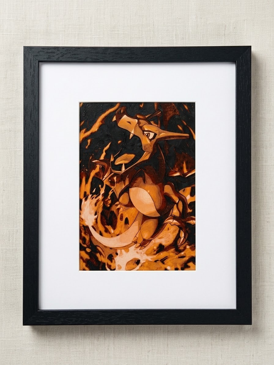 Pokemon Charizard 3D Art - Framed 8x10 Wall & Desk Decor Pokemon Charizard 3D Art - Framed 8x10 Wall & Desk Decor