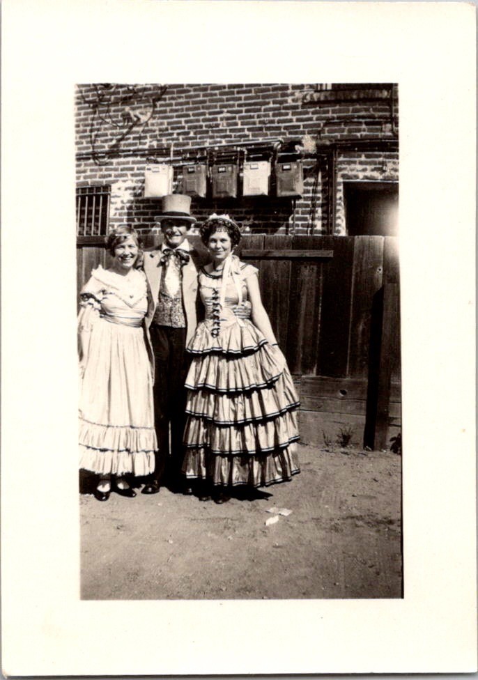 Vintage Photo 1930s-40s People in Costume Southern Belle Western Top Hat