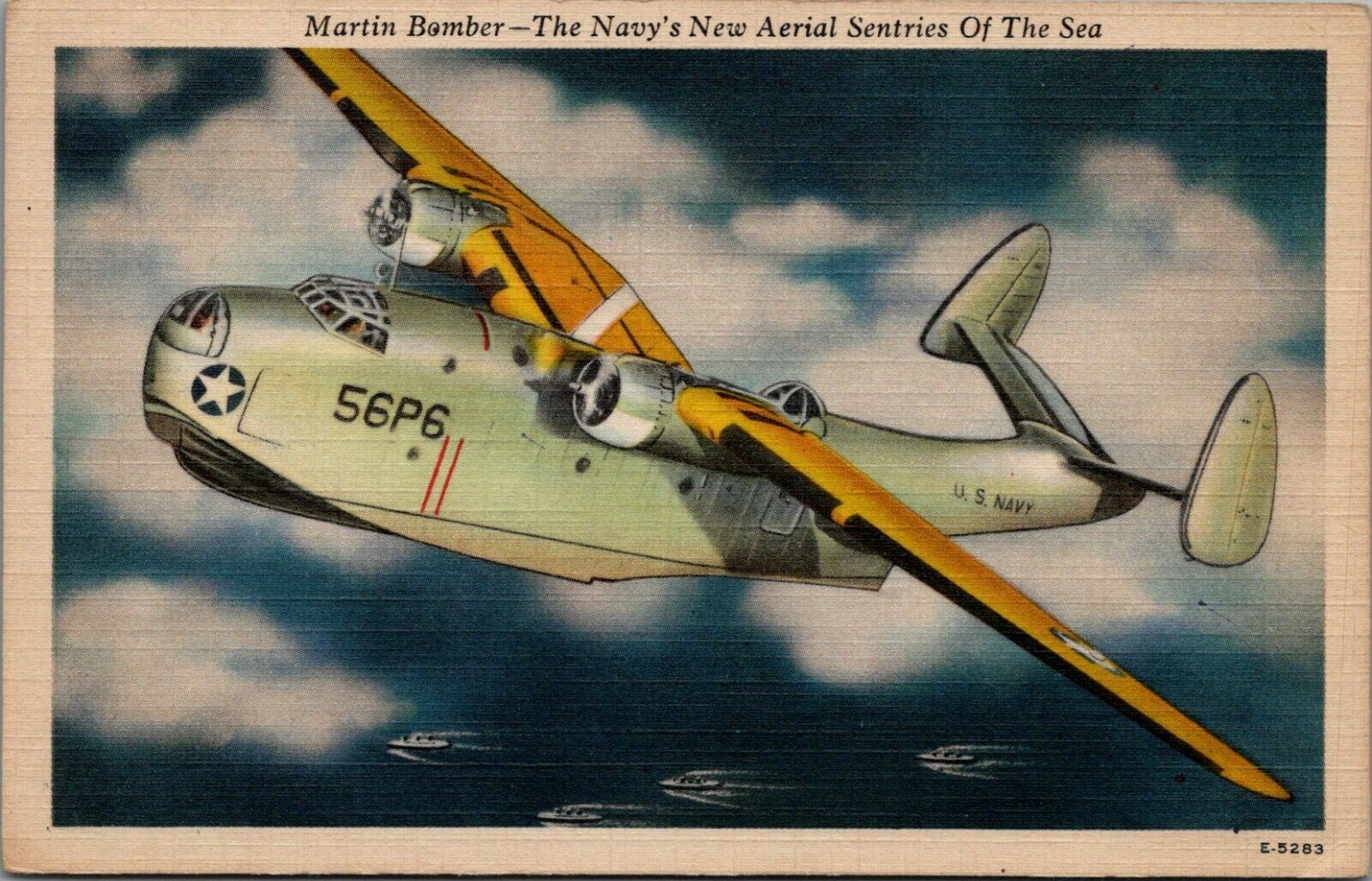 Martin Bomber The Navy's New Aerial Sentries Of The Sea Airplane Postcard C341