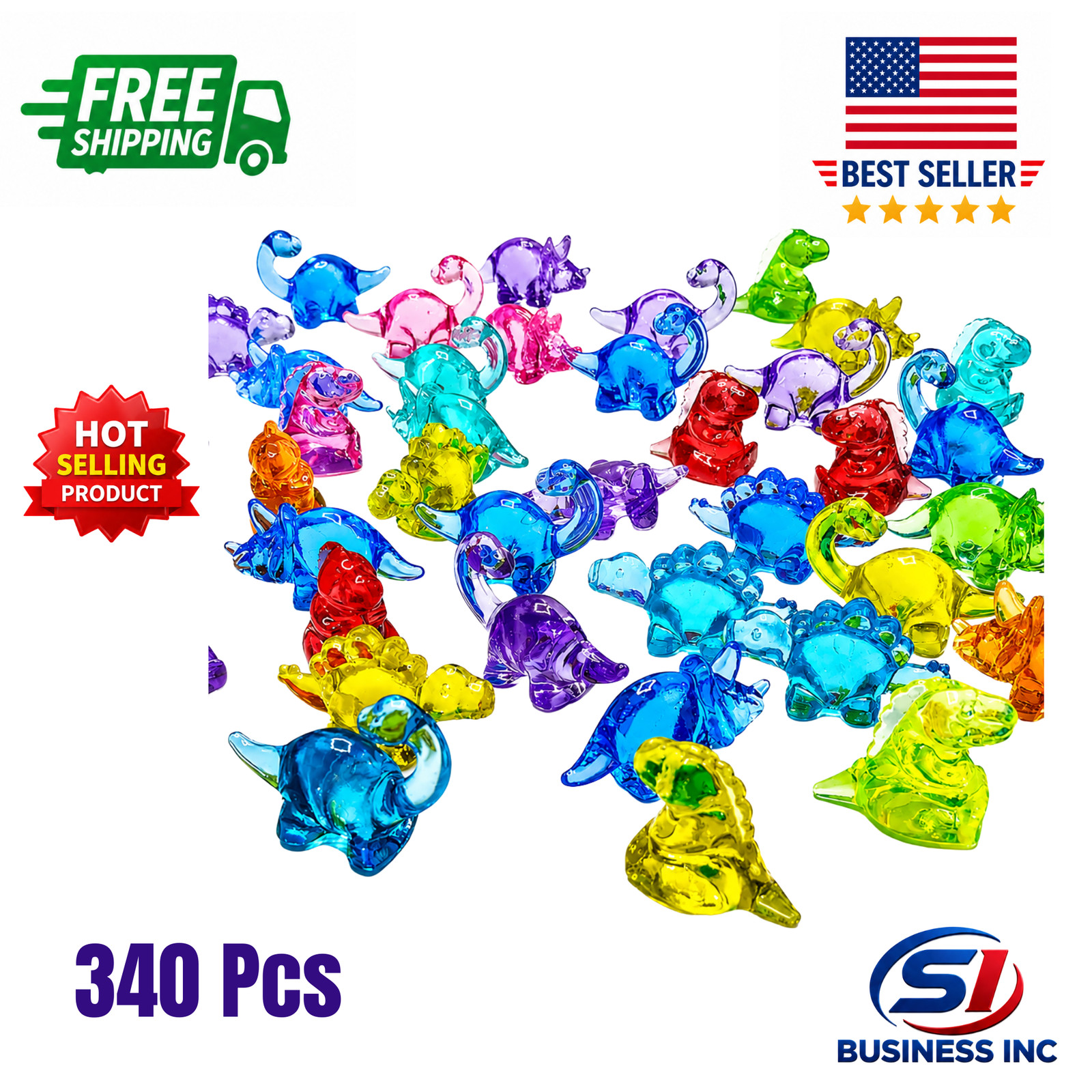 340 Pcs Mini Dinosaur Figures, Mini Resin Animals to Hide, Bulk Plastic Dinos...