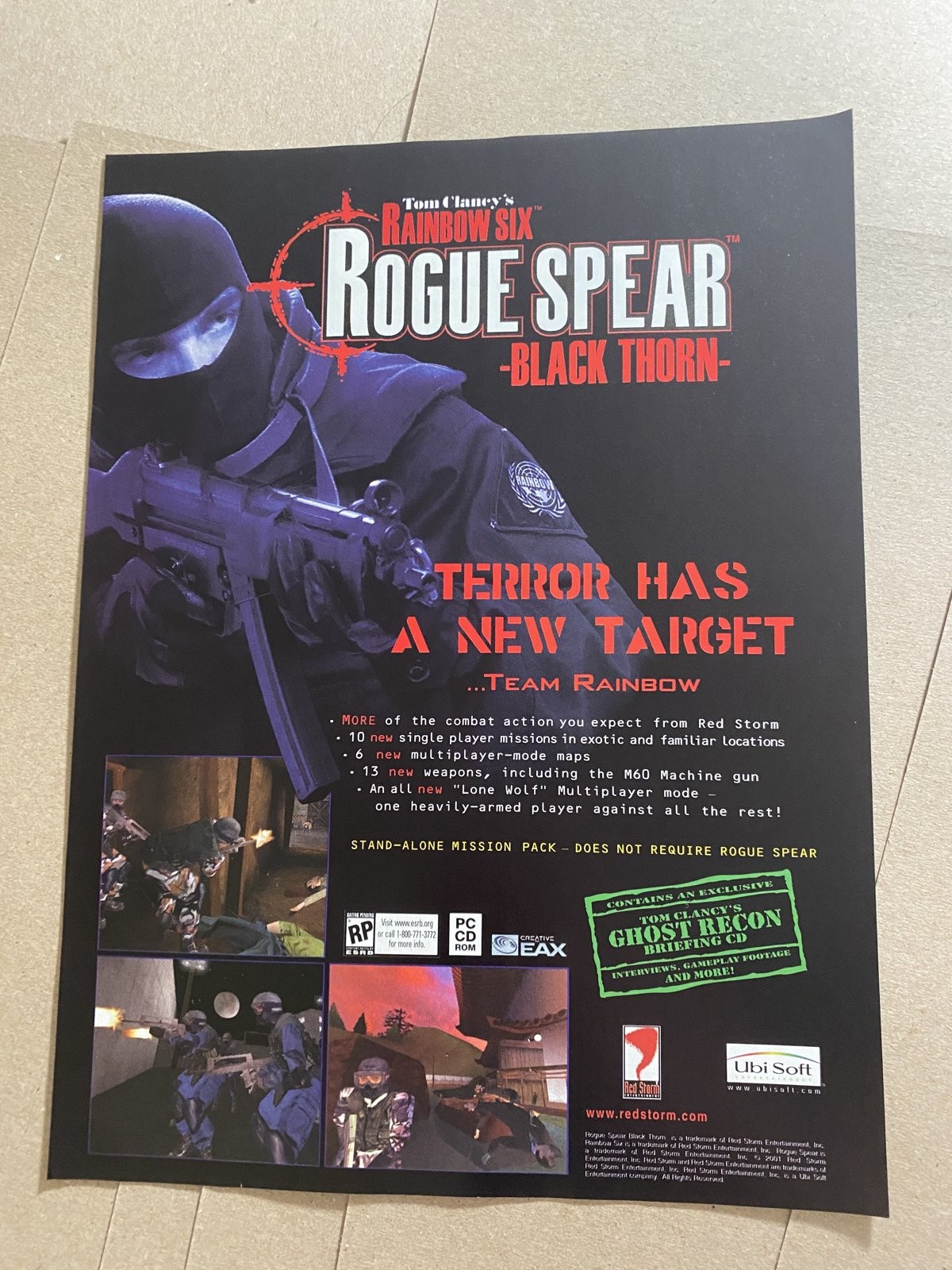 Rainbow Six Rogue Spear Black Thorn PC Print Ad Poster