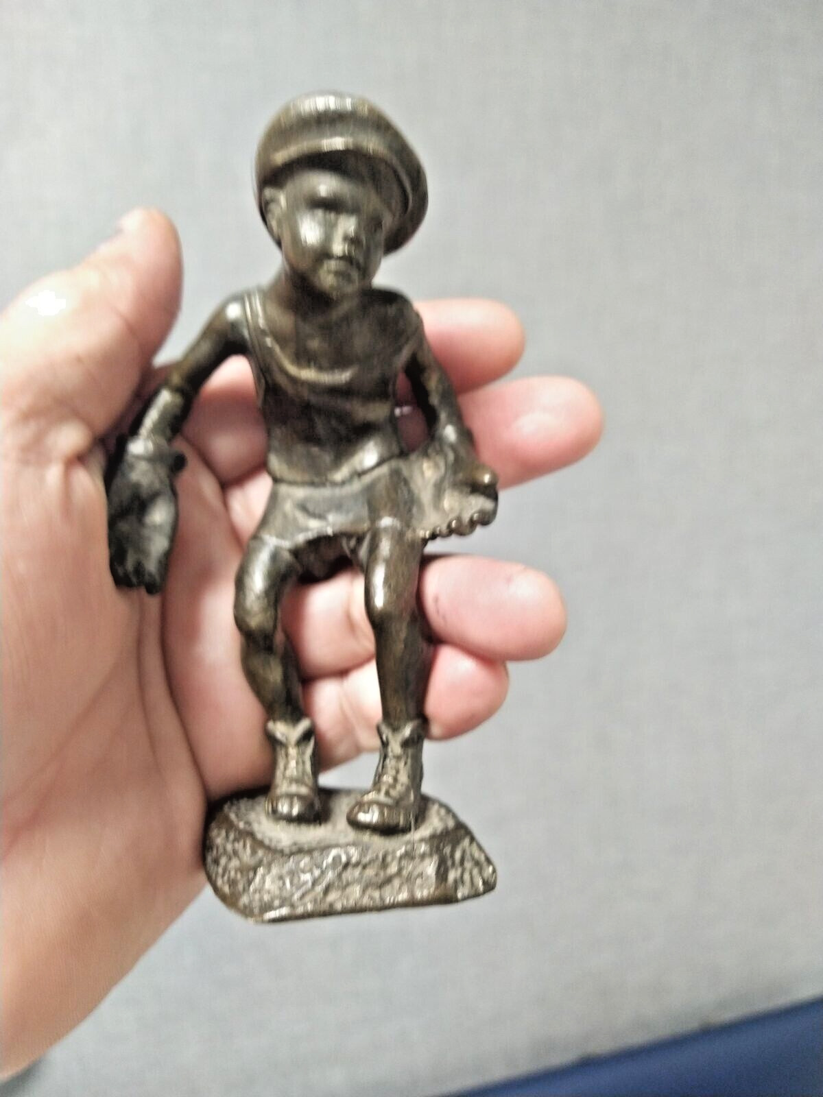 Antique bronze statue, Football goalkeeper Lev Yashin boy goalkeeper sports USSR