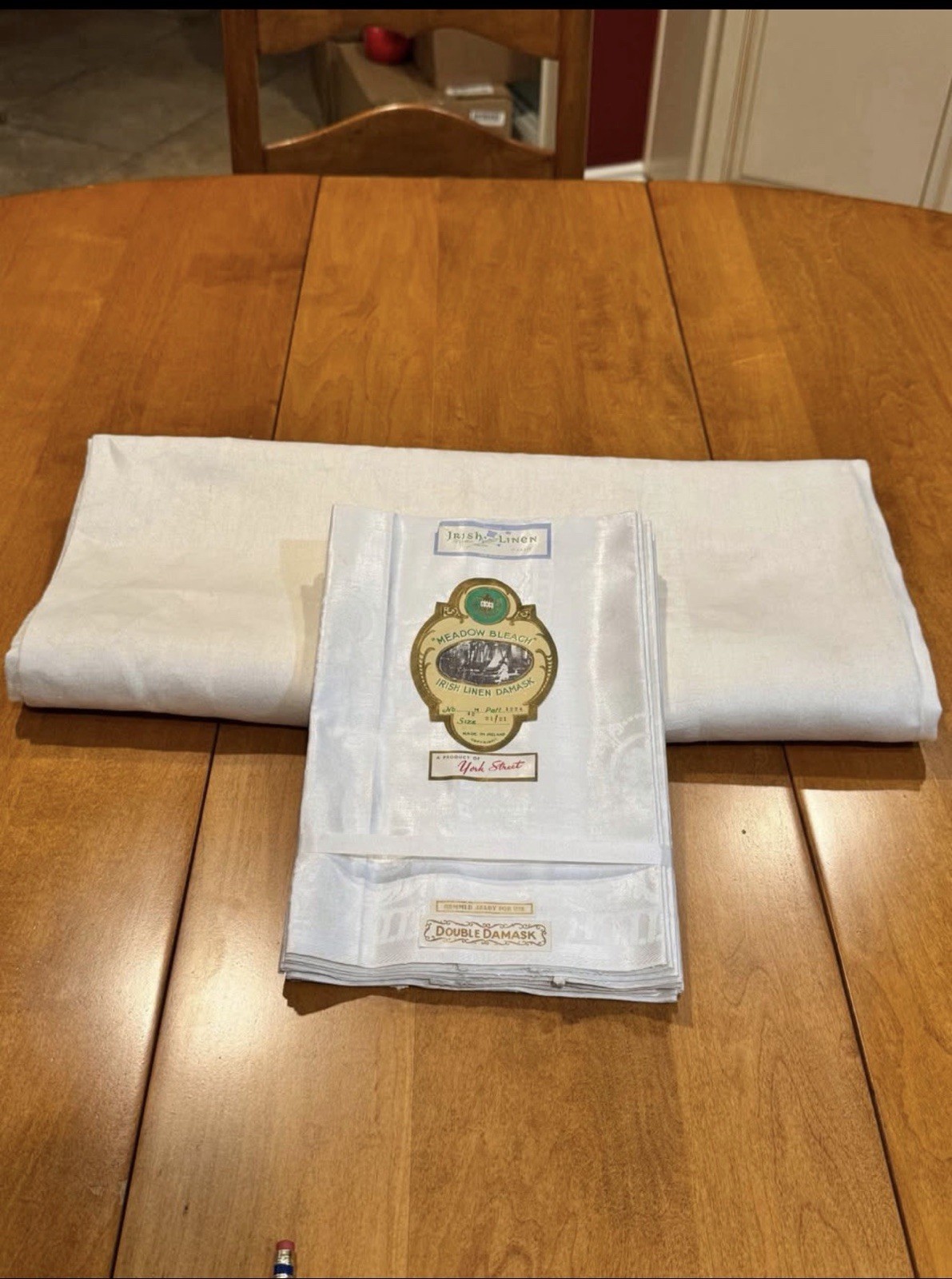 Vintage “True” Double Damask Pure Irish Linen Napkin Set of 8 21” X 21” W/Bonus