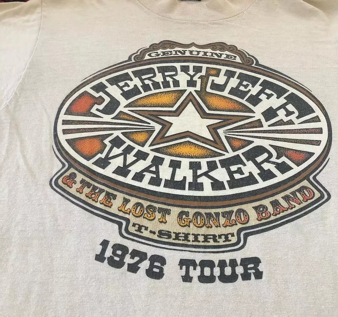 Vintage 1976 Jerry Jeff Walker T-Shirt For Men Women Short Sleeve White CC528